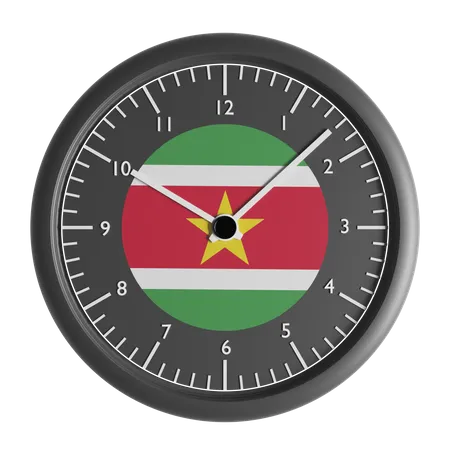 Wanduhr mit der Flagge von Suriname  3D Icon