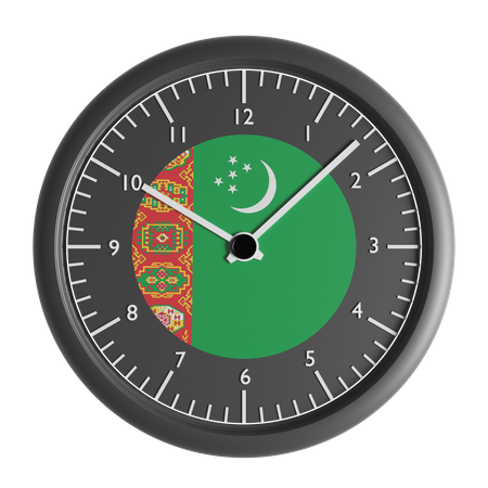 Wanduhr mit der Flagge Turkmenistans  3D Icon