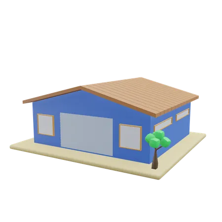 Warehouse 3 D Building Illustration With Transparent 3D Icon