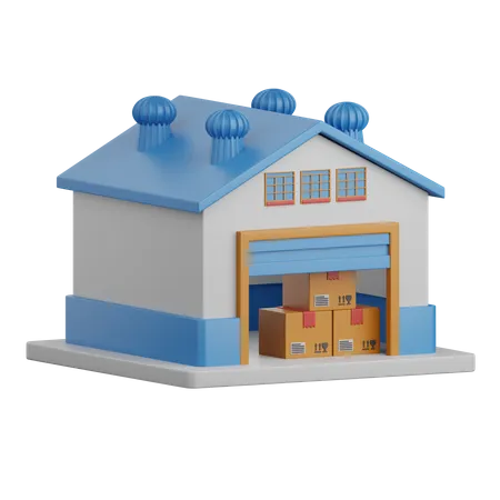 3 D Rendering Warehouse Isolated Useful For Ecommerce Shopping And Business Online Design 3D Icon