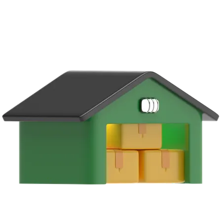 Warehouse With Boxes Inside 3D Icon