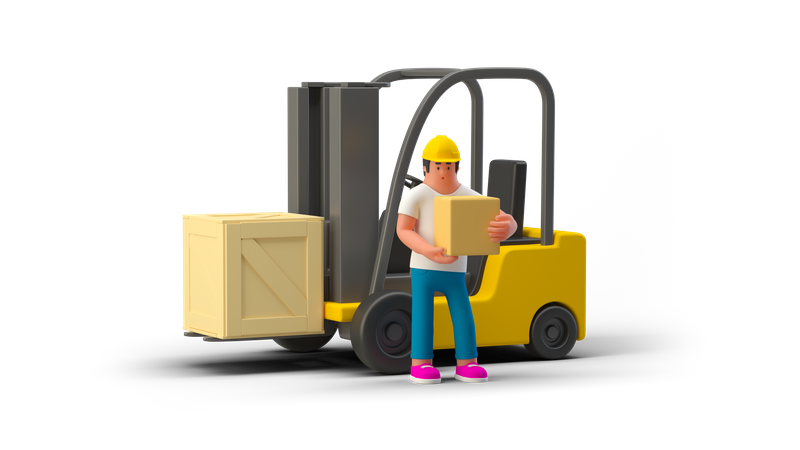 Warehouse Loader  3D Illustration