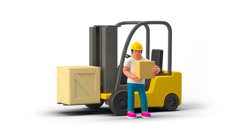 Warehouse Loader  3D Illustration