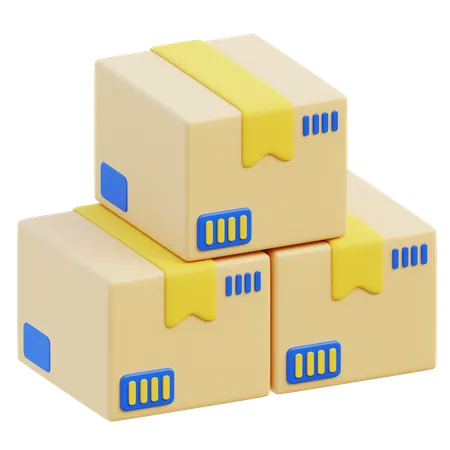 3 D Illustration Of Stacked Shipping Boxes With Secure Tape 3D Icon