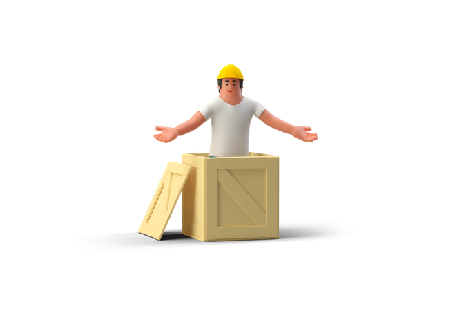 Warehouse Worker  3D Illustration