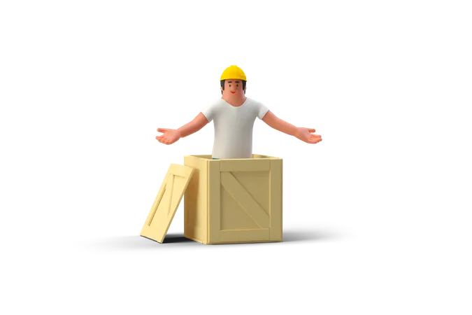 Warehouse Worker  3D Illustration