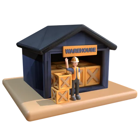 Warehouse Worker  3D Illustration