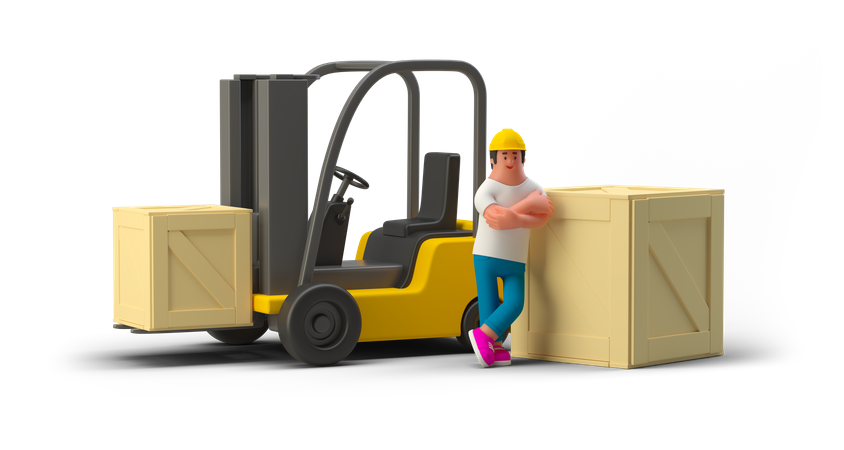 Warehouse Worker  3D Illustration