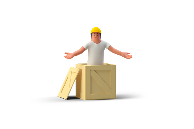 Warehouse Worker 3D Illustration