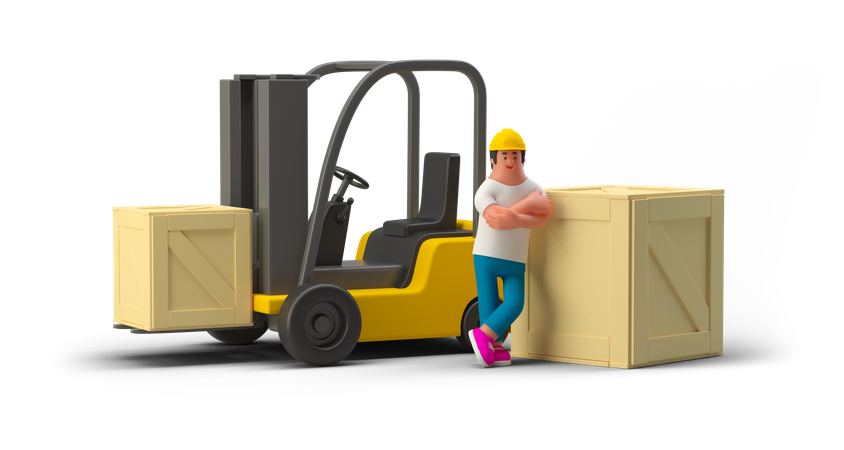 Warehouse Worker 3D Illustration