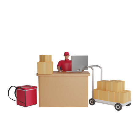 Warehouse worker man checking goods to be sent delivery of goods  3D Icon