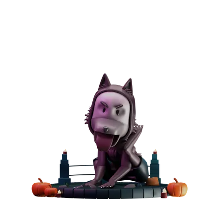 Warewolf Giving Scary Pose  3D Illustration