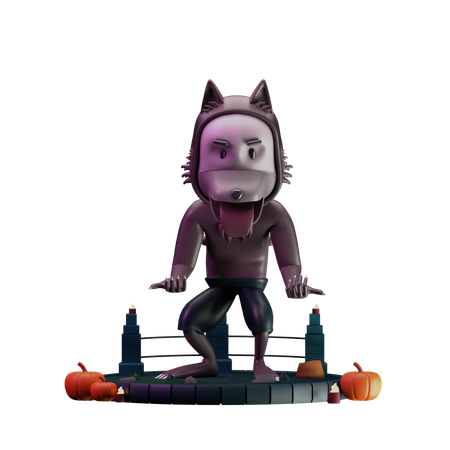 Warewolf Giving Scary Pose  3D Illustration