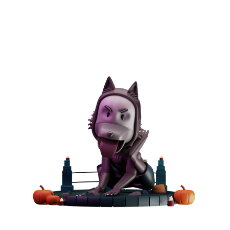 Warewolf Giving Scary Pose  3D Illustration