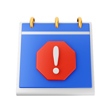 Warning Calendar  3D Icon