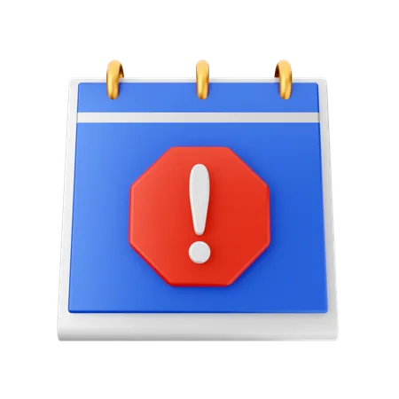 Warning Calendar  3D Icon