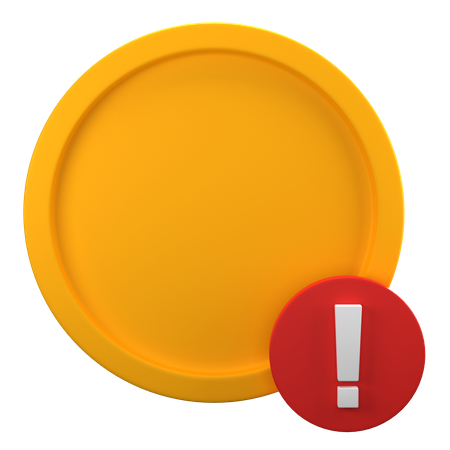 Warning Coin 3D Icon
