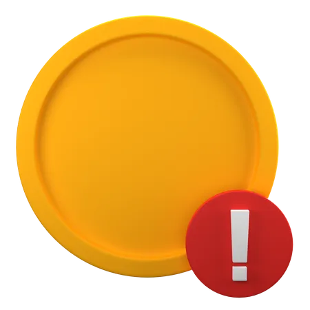 Warning Coin 3D Icon