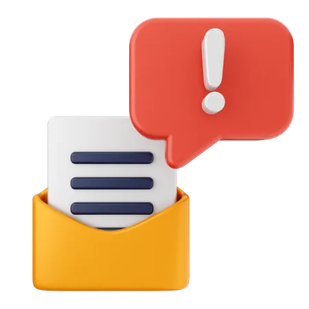 Warning Email Message  3D Icon