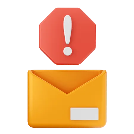 Warning Mail Internet Security  3D Icon