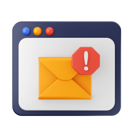 Warning Mail Message  3D Icon