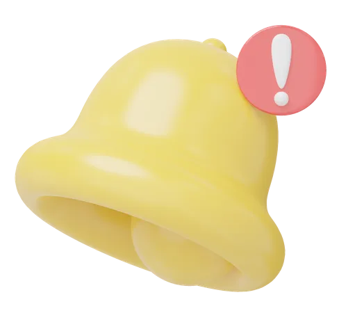 3 D Notification Warning Bell Icon Bell Alert With Exclamation Mark On Red Label For Social Media Reminder Floating On On Transparent Cartoon Icon Minimal Smooth 3 D Rendering 3D Icon