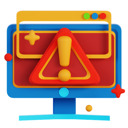 WARNING ON COMPUTER  3D Icon