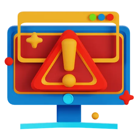 WARNING ON COMPUTER  3D Icon