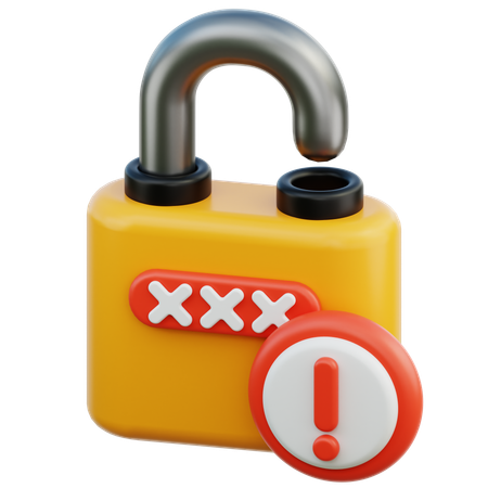 Warning Password  3D Icon