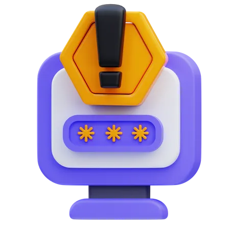 Warning password  3D Icon