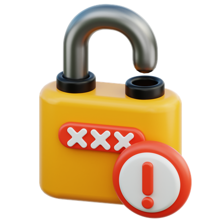 Warning Password  3D Icon