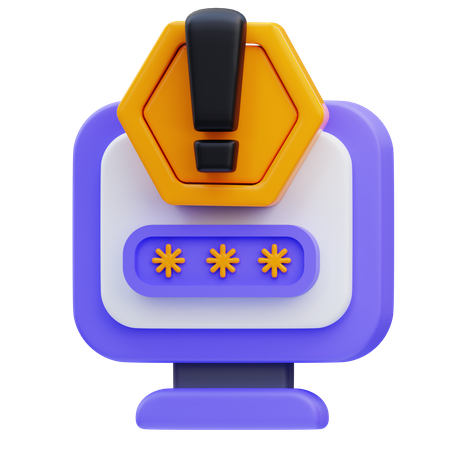 Warning password  3D Icon