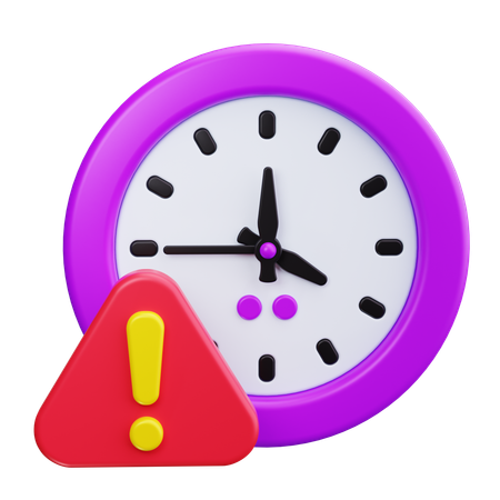 Warning Sign With Clock  3D Icon