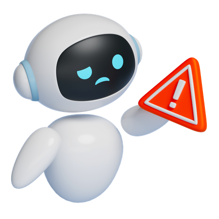 Warning Signs And Robot  3D Icon
