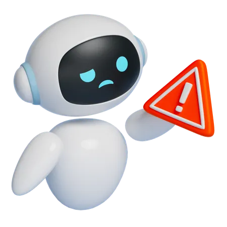 Warning Signs And Robot  3D Icon