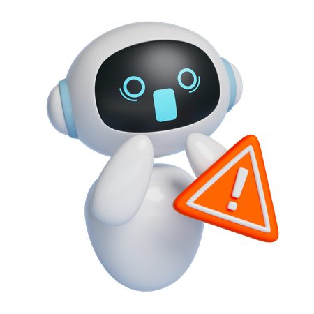 Warning Signs And Robot  3D Icon