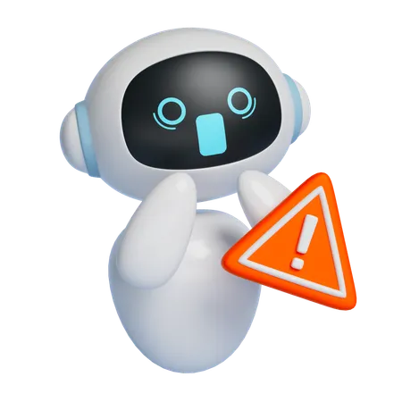 Warning Signs And Robot  3D Icon