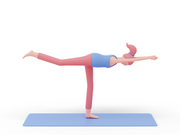 Warrior Three  Yoga Pose  3D Illustration