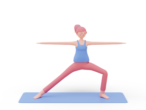 Warrior two Yoga Pose  3D Illustration