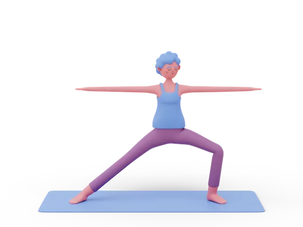 Warrior two Yoga Pose  3D Illustration