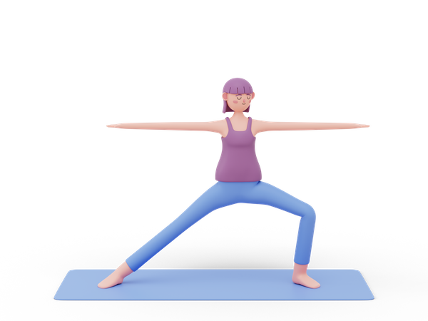 Warrior two Yoga Pose  3D Illustration