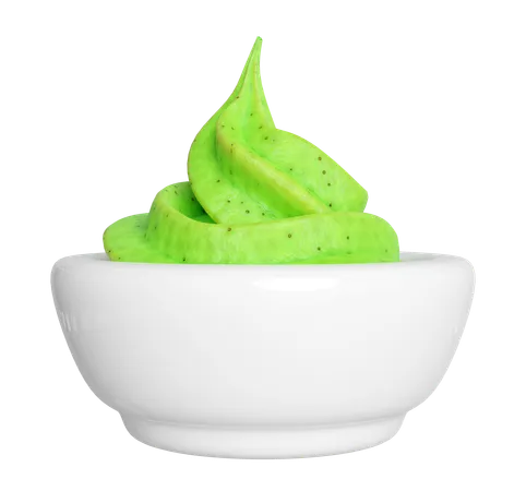 Wasabi Sauce With Bowl Japanese Food Isolated Concept 3 D Render Illustration 3D Icon