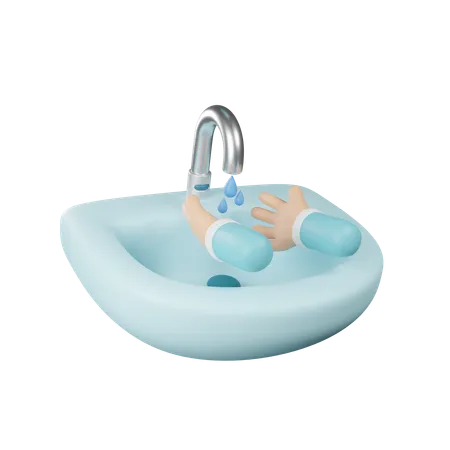 Washing Hand On Sink 3D Icon