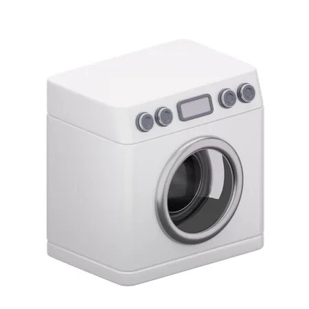A Detailed Image Of A Modern Front Loading Washing Machine With A Digital Display And Control Knobs Rendered In White Symbolizing Cleanliness 3D Icon