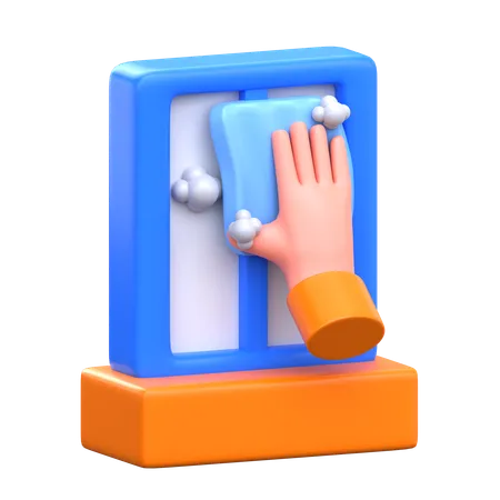 Washing Window 3 D Hygiene Routine Icon 3D Icon