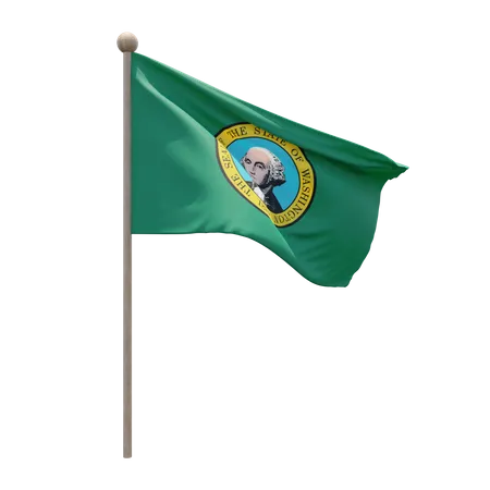 Washington Flagpole  3D Flag