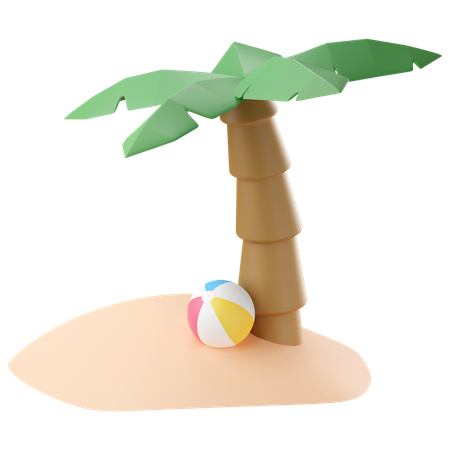 Wasserball mit Kokospalme  3D Icon