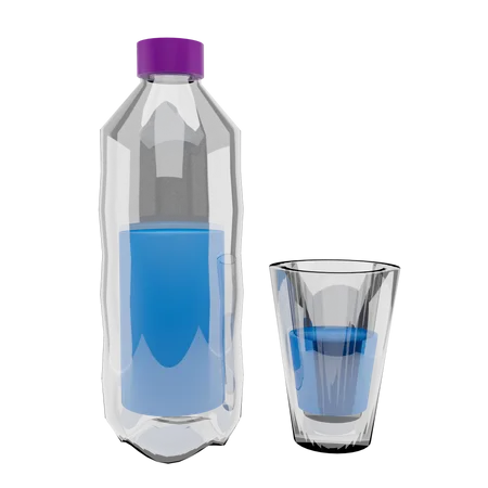 Water Bottle And Glass 3D Illustration