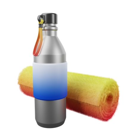 Water-Bottle-and-Towel  3D Icon