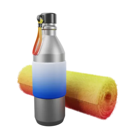 Water-Bottle-and-Towel  3D Icon